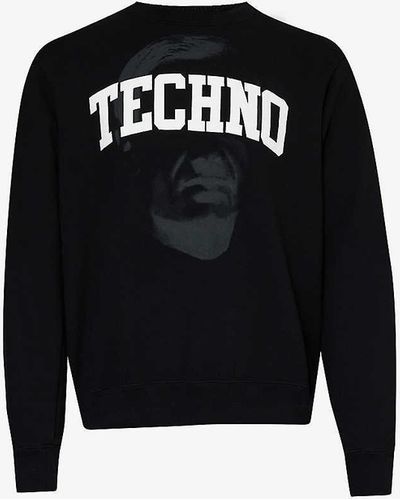 Undercover Techno Graphic-print Cotton-jersey Sweatshirt - Black