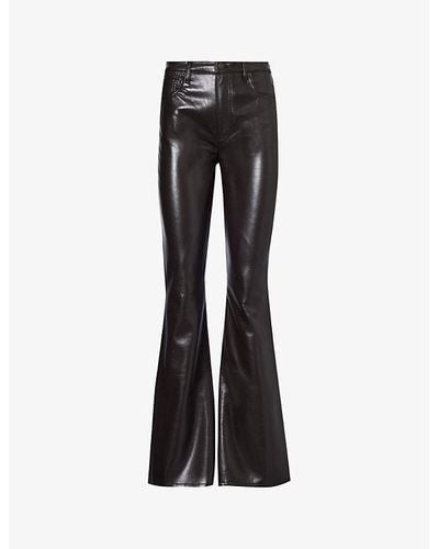 Citizens of Humanity Lilah Flared-leg Mid-rise Recycled Leather-blend Pants - Black