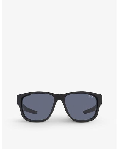 Prada Linea Rossa Pillow-frame Removable Rubber-blinder Nylon Sunglasses - Black