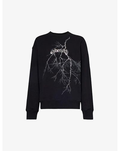 Givenchy Graphic-print Boxy-fit Cotton-jersey Sweatshirt - Black