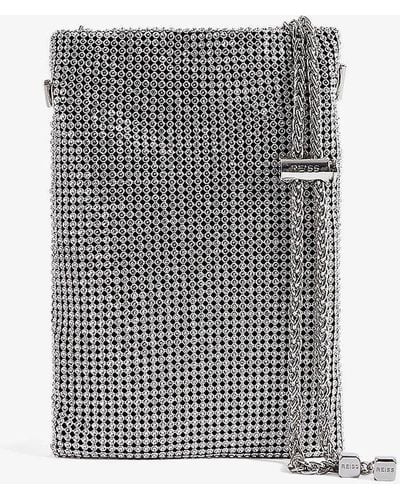 Reiss Zuri Crystal-embellished Aluminium Phone Pouch - Grey