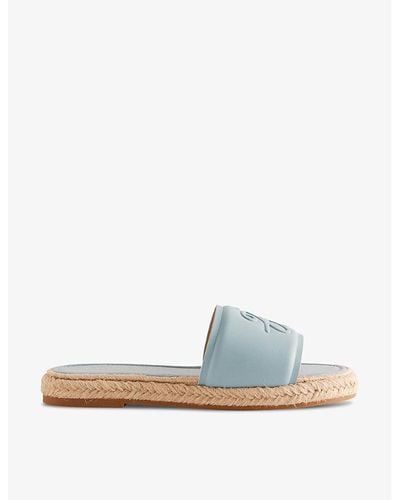 Ted Baker Portiya Brand-debossed Leather Flatform Sandals - Blue