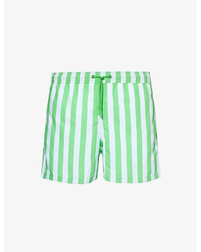 Björn Borg Striped Drawstring-waist Recycled-polyester Swim Shorts - Green