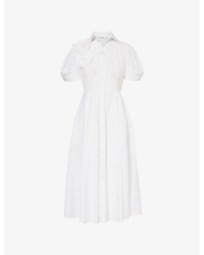 Erdem Floral-pattern Cotton Midi Dress - White