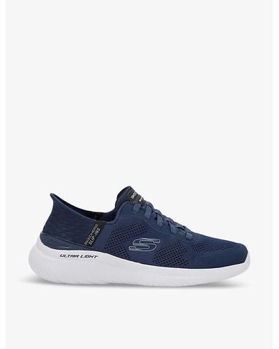 Skechers Bounder 2.0 Logo-patch Woven Low-top Sneakers - Blue