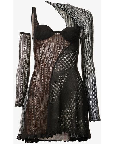 Roberta Einer Knitted Semi-sheer Cotton Midi-dress - Black