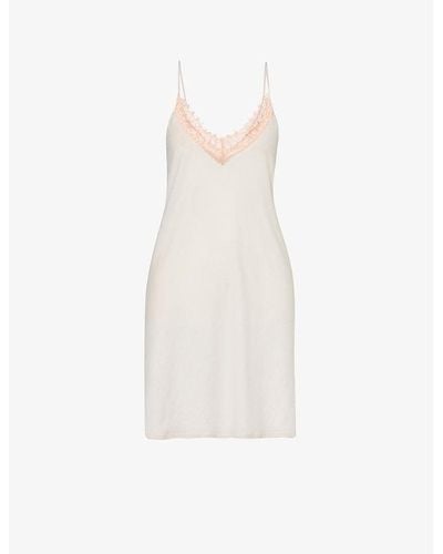 Skin Lace-trim Sleeveless Organic-cotton Night Dress - White