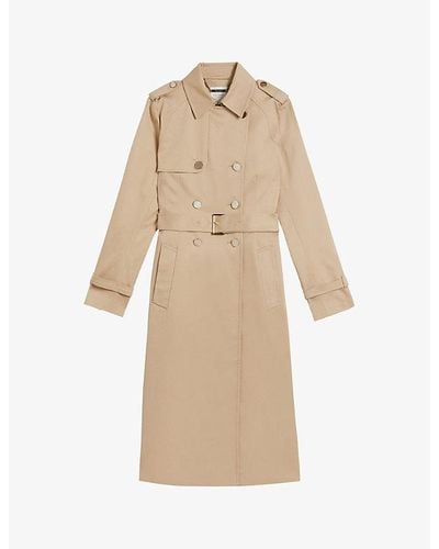 Ted Baker Robbii Lightweight Double-breasted Cotton Trench Coat - Natural