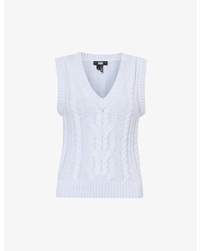 PAIGE Cheryl Cable-knit Organic-cotton And Recycled Nylon-blend Knitted Vest - Blue