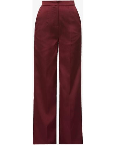 Lavish Alice Satin-style Straight-leg Crepe Pants - Red