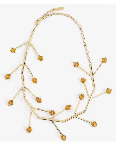 Hugo Kreit Wishbone Brass Necklace - White