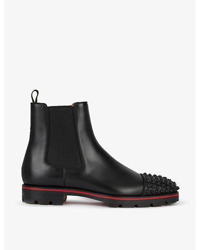 Christian Louboutin Melon Spikes Flat Ankle Boots - Black