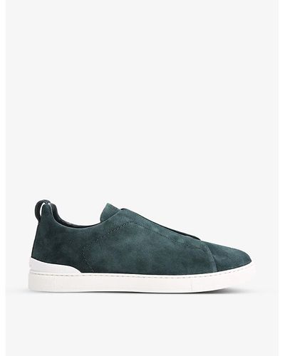 ZEGNA Triple Stitch Suede Low-top Sneakers - Blue