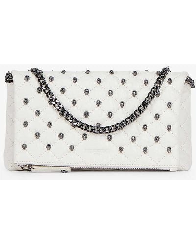 The Kooples Skull-embellished Quilted Small Leather Clutch Bag - White