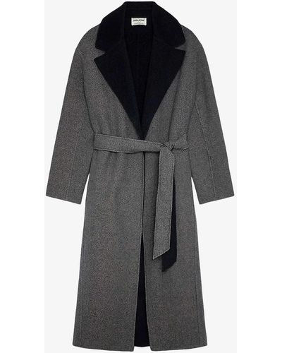 Zadig & Voltaire Meli Contrast-collar Wool-blend Coat - Black