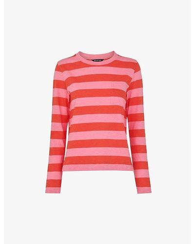 Whistles Relaxed Fit Striped Cotton-jersey Top - Red