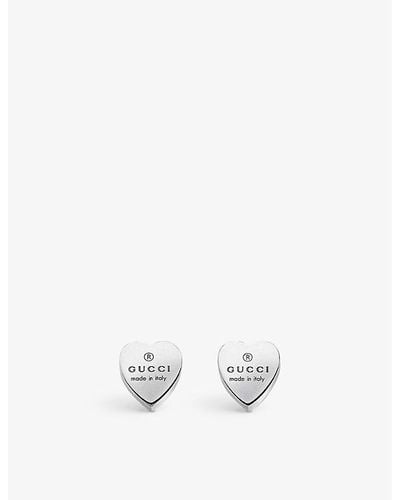 Gucci Trademark Earrings Heart-motif Sterling Silver Stud Earrings - Metallic
