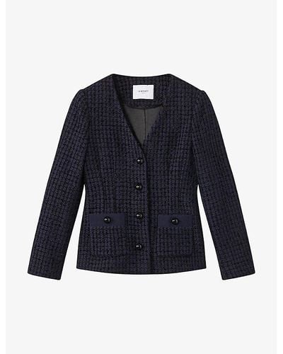 LK Bennett Hanna Tweed-pattern Woven Jacket - Blue