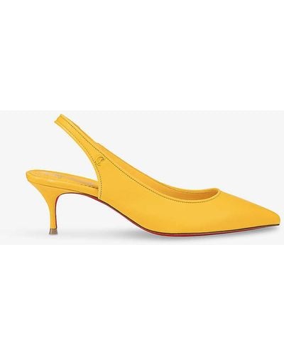 Christian Louboutin Sporty Kate Sling 55 Leather Heeled Courts - Yellow