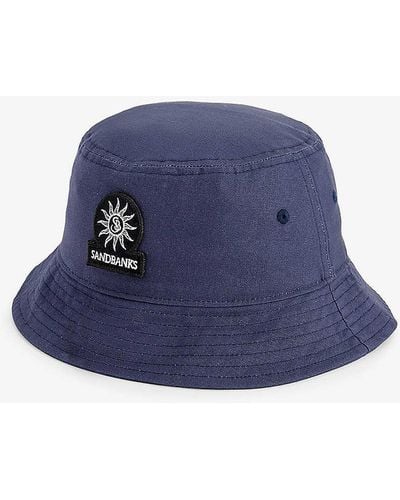 Sandbanks Vy Logo-patch Wide-brim Organic-cotton Bucket Hat - Blue