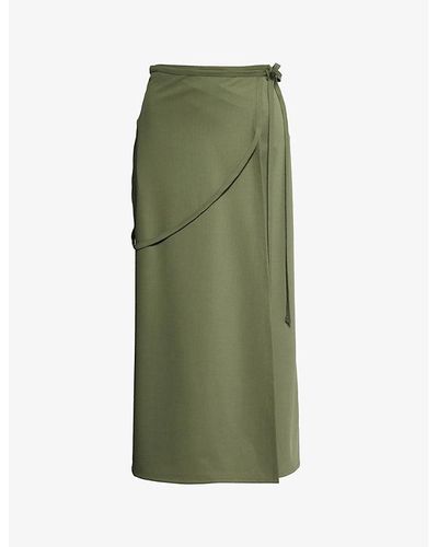 Lemaire Tailored Mid-rise Wool Midi Skirt - Green