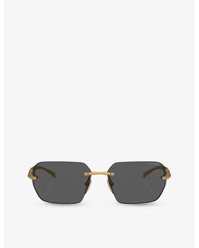 Prada Pr A56s Irregular-frame Metal Sunglasses - Gray