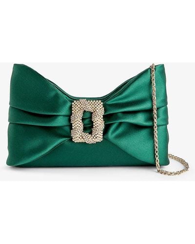 Rodo Cecilia Bow-shaped Satin Clutch Bag - Green