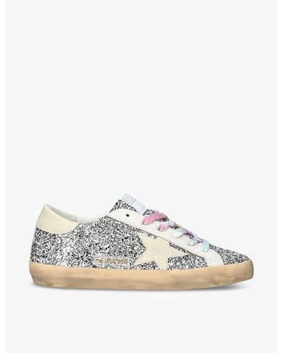 Golden Goose Superstar Glitter-embellished Leather Low-top Sneakers - White