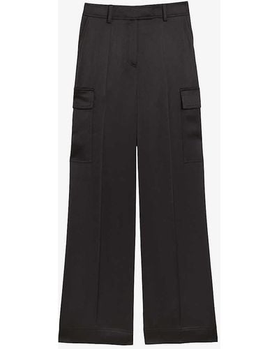 Ted Baker Simeta Patch-pocket Wide-leg Id-rise Woven Cargo Trousers - Black