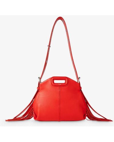 Maje Miss M Mini Logo-embossed Leather Shoulder Bag - Red