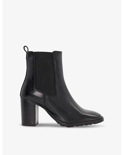 Dune Petition Square-toe Heeled Leather Ankle Boots - Black