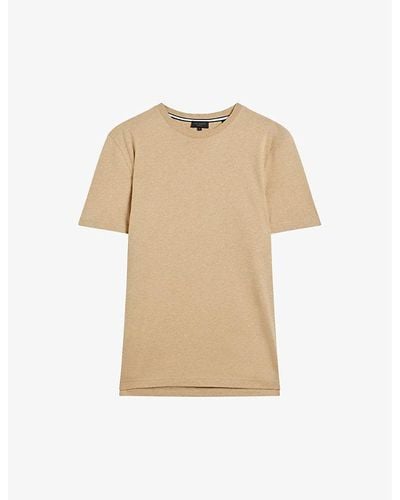 Ted Baker Zeppel Regular-fit Cotton And Cashmere-blend T-shirt - Natural
