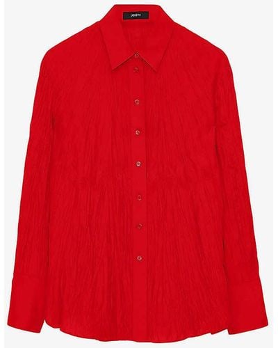JOSEPH Bercy Relaxed-fit Textured Silk Blouse