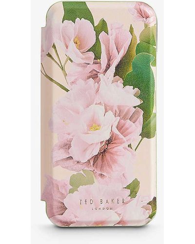 Ted Baker Lirios Floral-print Mirrored Iphone 12 And 12 Pro Phone Case - Pink