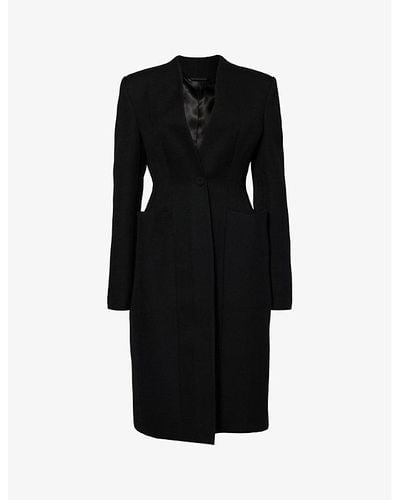 Givenchy Padded-shoulder Slim-fit Wool Coat - Black