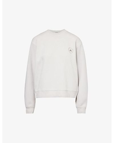 adidas By Stella McCartney Brand-print Relaxed-fit Organic-cotton And Recycled-polyester Blend Sweatshirt - White