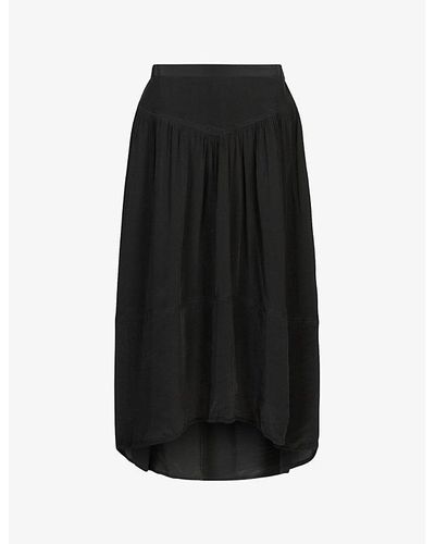AllSaints Kaye Asymmetric-hem Woven Midi Skirt - Black