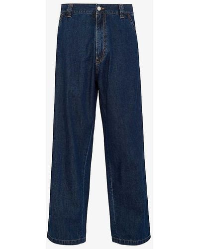 Prada Washed Wide-leg Regular-fit Jeans - Blue