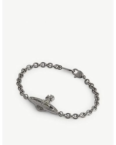 Vivienne Westwood Mini Bas Relief Gunmetal-tone And Swarovski Crystal Chain Bracelet - Metallic