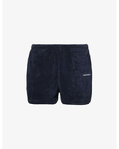 ADANOLA Vy Blue Branded Towelling-texture Woven Shorts