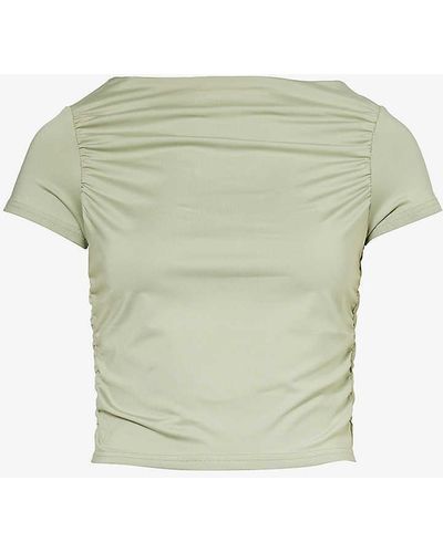 4th & Reckless Darrilyn Ruched Stretch-woven Top - Green
