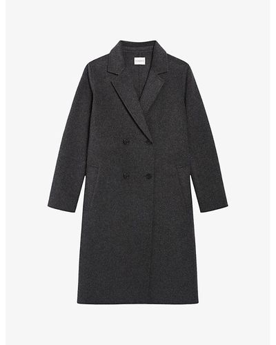 Claudie Pierlot Double-sided Double-breasted Wool-blend Coat - Black
