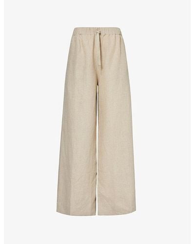 Faithfull The Brand Conigli Drawstring-waist High-rise Wide-leg Linen Pants - Natural