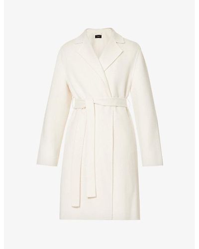 JOSEPH Cenda Belted Wool And Cashmere-blend Coat - White