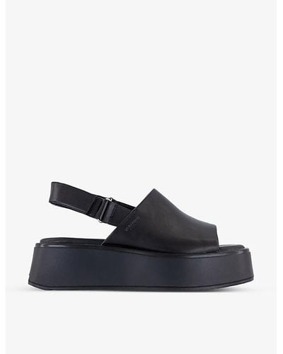 Vagabond Shoemakers Courtney Slingback Platform Leather Sandals - Blue