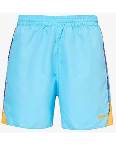 Speedo Logo-embroidered Relaxed-fit Recycled-polyester Swim Shorts - Blue