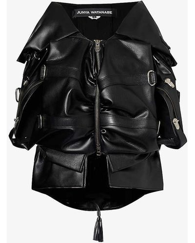 Junya Watanabe Buckle-embellished Faux-leather Jacket - Black