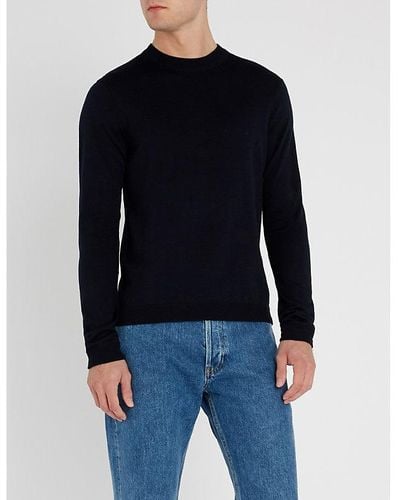 Sandro Crewneck Merino-wool Sweater - Blue