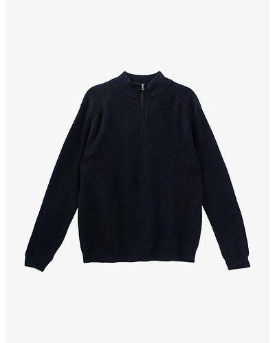 IKKS High-neck Ribbed Cotton-blend Sweater Xx - Blue