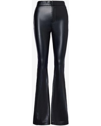 GOOD AMERICAN Zip-pocket Welt-pocket High-rise Flared-leg Faux-leather Trousers - Blue